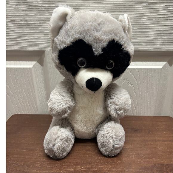 Raccoon Gray Black White Stuffed Animal Plush 12" Sitting Trash Panda - Picture 1 of 6